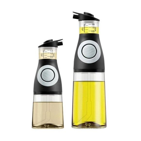 Belwares Oil and Vinegar Dispenser Set with Measuring Cup - 2 Glass Olive Oil Di - Picture 1 of 8